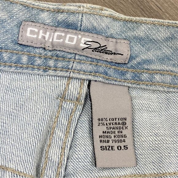 Chico’s Platinum Radiant Crop Rhinestone Pocket Capri Jeans Blue 6 - Picture 7 of 12